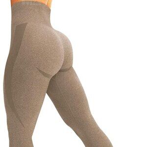 Seamless Leggings High Waist Brown S, XS